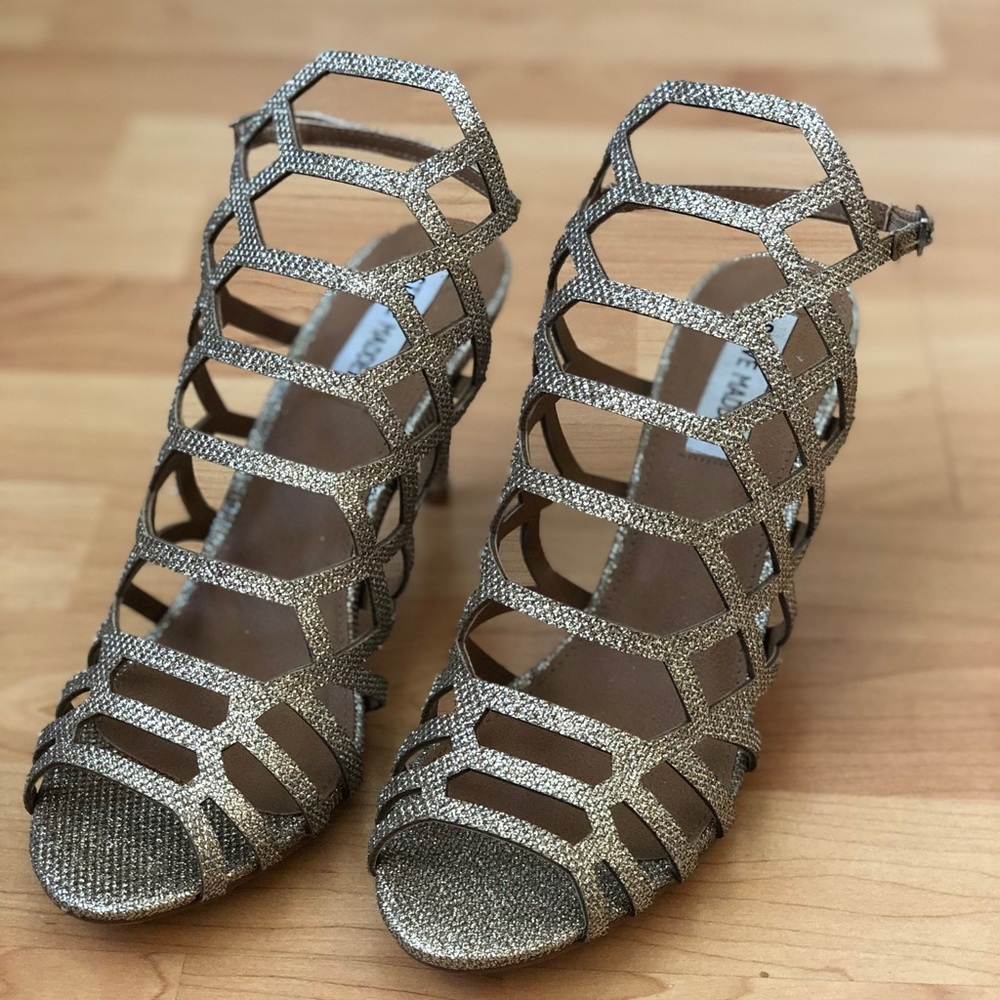 Steve Madden gold strappy heels